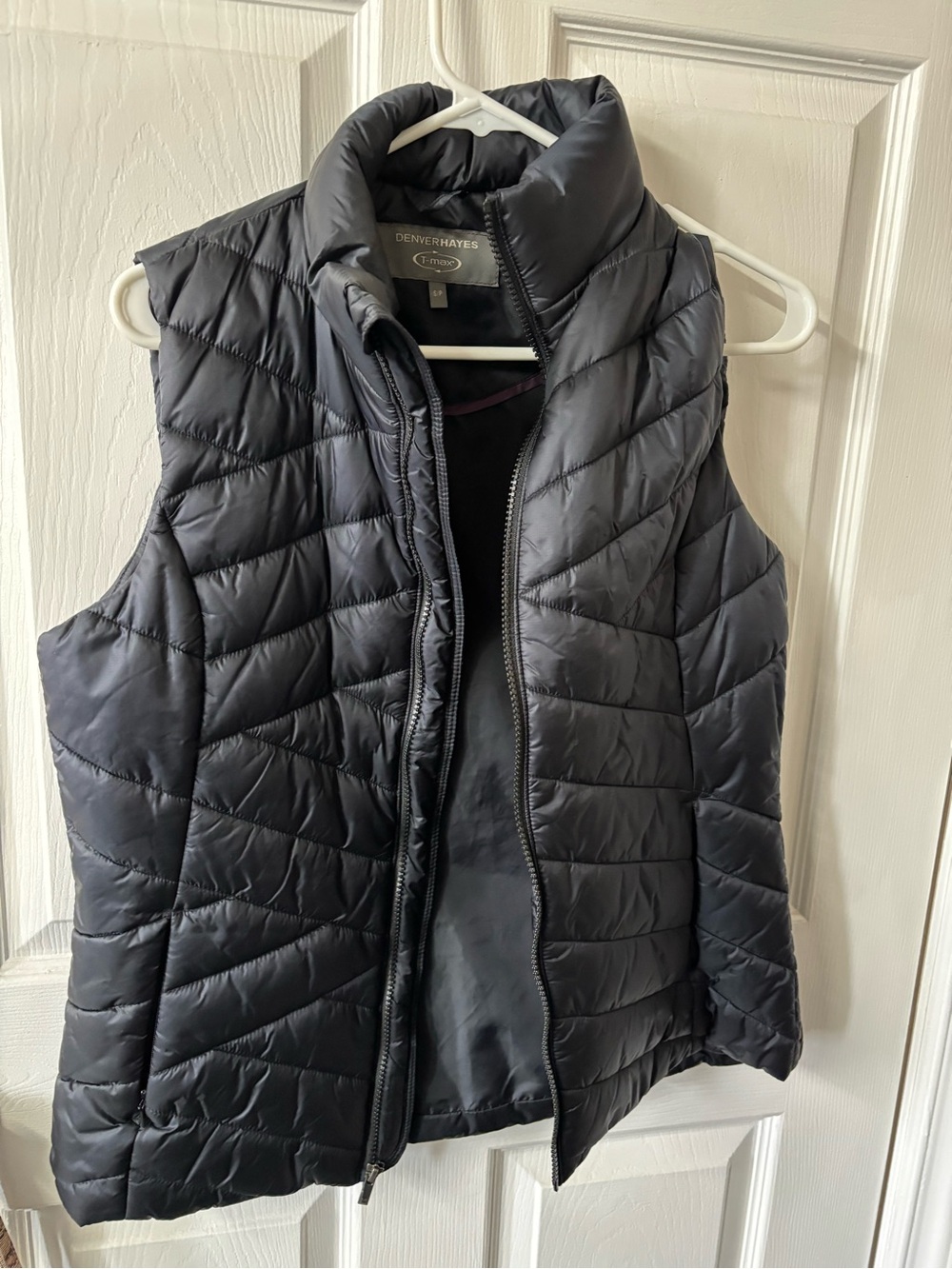Denver Hayes Black Quilted Packable Vest with High Collar